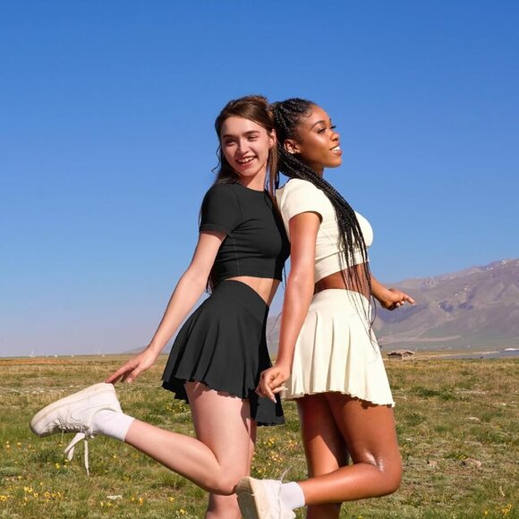 Women Mini Skirts 2 in 1 Flowy Basic Versatile Stretchy Flared Casual A-line Ski - Picture 6 of 6